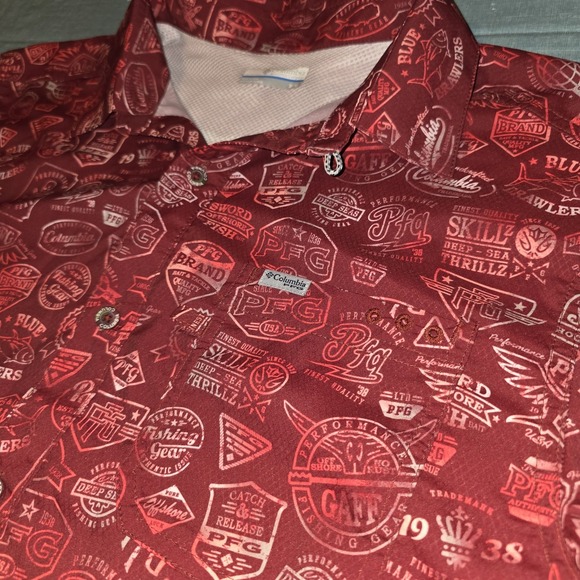 Columbia Other - Columbia PFG outdoor Fishing Shirt short sleeve Men's M Red Vented